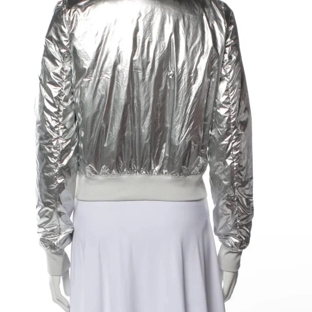 Silver Metallic Women's Bomber Jacket - Picture 6 of 6